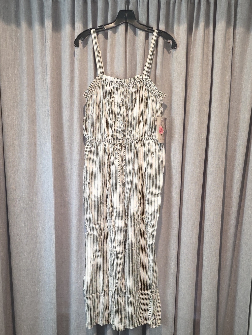 Lily Rose White and Black Vertical Stripe Wide-Leg Jumpsuit